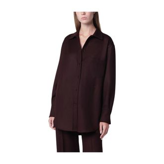 Victoria Beckham Remi Pyjama Shirt - Dames - Blouses & Shirts - Bruin - Maat: 2XS Wol