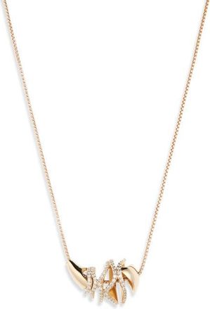 Bottega Veneta Sardine Pav&eacute; Pendant Necklace in Gold/White at Nordstrom