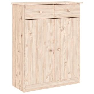 Berkfield Home Shoe Cabinet ALTA 77x35x96 cm Solid Wood Pine in Light Oak | Size: 77 x 35 x 96 cm