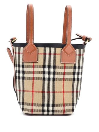 Burberry London Vintage Check Canvas Mini bucket bag - Marrone