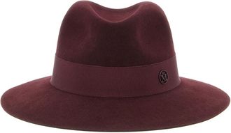 Maison Michel Maroon Logo Fedora Hat