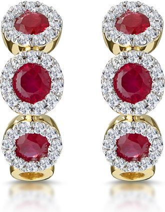 The Diamond Store Ruby and Diamond Trilogy Earrings in 18K Gold - Asteria Collection
