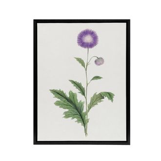 Artery8 Thistle Flower Framed Canvas Wall Art Print Vintage Japanese Botanical in Purple | Size: W24 x H32