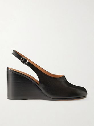 Maison Margiela D&eacute;collet&eacute; Slingback In Pelle Con Zeppa Tabi - Nero