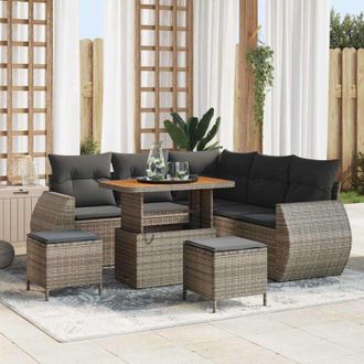 vidaXL Conjunto De Sof&aacute; De Jard&iacute;n 8 Pcs Gris Rat&aacute;n Sint&eacute;tico Vidaxl