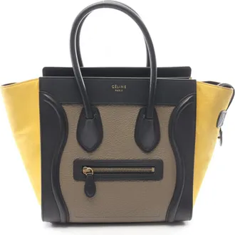 Celine Black Gray Yellow Leather Suede Handbag Tote Bag (Pre-Owned)