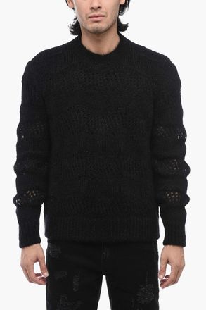 Saint Laurent Maglia Girocollo in Misto Mohair OpenWork Saint Laurent