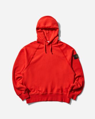 Stone Island Men s Garment Dyed Oversized Fit Hoodie Scarlet Red