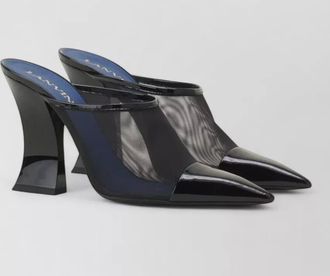 Lanvin mesh mule pumps pointed toe geometric heel