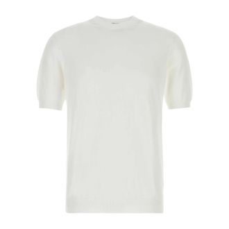 Fedeli Round-neck Knitwear, male, White, Size: 3XL Giza Cotton Sweater