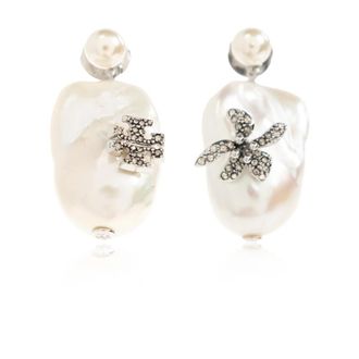 Tory Burch Glass Pearl Earrings - Dames - Oorbellen - Beige - ONE Size - Accessoires