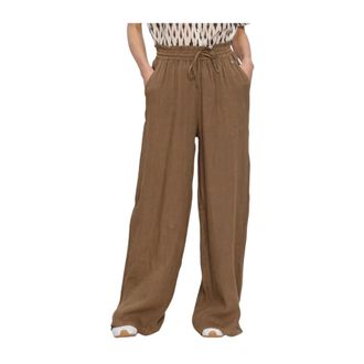 Nukus Nukus - Kelly Pants - Dames - Broeken - Bruin - Maat: XL Linnen