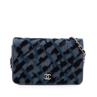 Chanel In elkaar geweven denim schoudertas