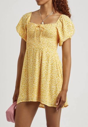 Faithfull The Brand Domenica Mini Dress In Careyes Floral - Marigold