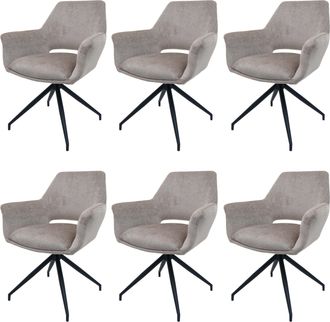 Hhg Nunca Usado] Juego De 6 Sillas De Comedor Hhg 745, Silla De Cocina Silla Con Reposabrazos, Posici&oacute;n Autom&aacute;tica Giratoria, Tela Met&aacute;lica Mvg, Topo