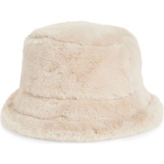 Nordstrom Rack Faux Fur Bucket Hat in Ivory at Nordstrom Rack