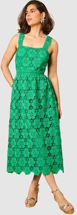Oasis Floral Lace Square Neck Midi Dress in Emerald at Nordstrom, Size 10