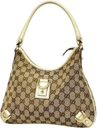 Gucci Pre-owned Shoulder Bags, female, Brown, Size: ONE SIZE Pre-owned Vintage Canvas Shoulder Bag