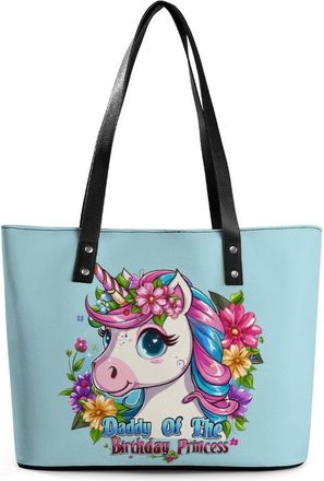 Generic Daddy Of The Birthday Princess Un-icorn Tote Bags for Women Cute Shoulder Purses Handbags