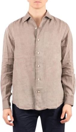 Saint Barth Camicia Uomo Saint Barth - Heren - Casual Overhemden - Beige - M - Linnen - Overhemden