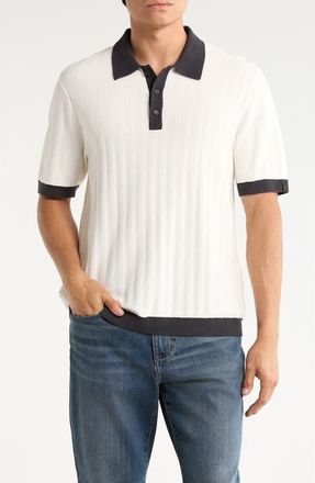 Rag & Bone Zuma Stripe Terry Cloth Polo in Chalk at Nordstrom, Size Xx-Large