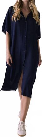 Chaser Seaside Button Up Dress In Navy