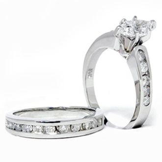 Pompeii3 2 Carat Marquise Diamond Engagement Wedding Ring Set White Gold 14k Lab Grown Size Selectable