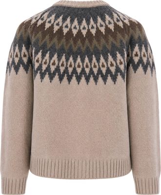 Max Mara Womens Cardigan With Geometric Jacquard Beige Acrylic Cardigans Sweater