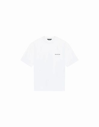 Balenciaga Mens Balenciaga Logo Print Short-sleeve T-shirt White - Size: 40
