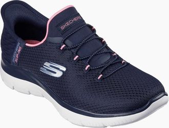 Skechers Womens Skechers Summits - Diamond Dream Textile Womens Navy/Pink Standard Trainers - Size: 7