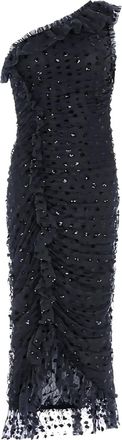 Needle & Thread Dotty rouched one-shoulder dress - women - Fabric - 14 - Black