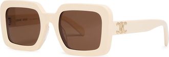 Celine Eyewear Triomphe Square-frame Womens Designer Sunglasses Cream - Brown Other - One Size