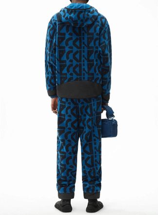 Kenzo Mens Allover Monogram Zipped Hoodie Blue Clothing > Knitwear