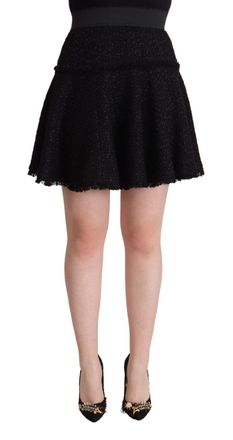 Dolce & Gabbana Tweed Mini Rok Zwart A-lijn