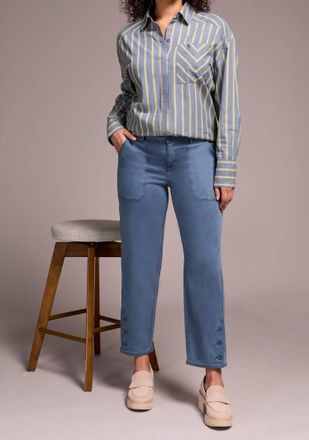 Tribal Stretch Twill Barrel Leg Ankle Pants In Slateblue-2637