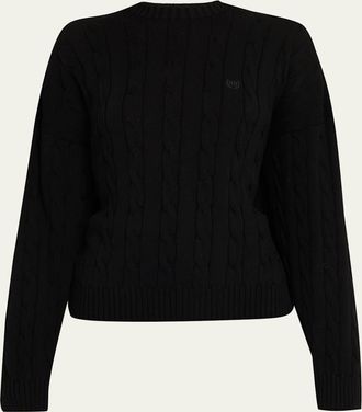 Balenciaga Cable-Knit Crewneck Sweater