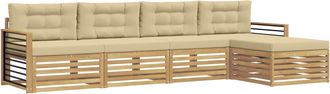 vidaXL Conjunto De Sof&aacute;s De Exterior 5 Uds. Y Beige Poli&eacute;ster Vidaxl