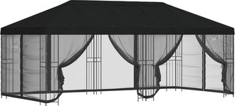 vidaXL Gazebo Con Paredes Laterales 6 X 3 M Negro Poli&eacute;ster Y Acero Vidaxl