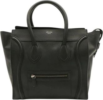 Celine Pre-owned Luggage Mini Shopper Calfskin Tote Bag - Dames - Vintage Handtas - Zwart - ONE Size - Leer - Vintage