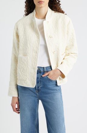 Bernardo Quilted Jacquard Jacket in Cream at Nordstrom, Size Xx-Large