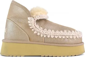 Mou Schoenen, Dames, Geel, 39 EU, Wol, Mini Eskimo Platform Boot