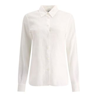 Aspesi Shirts, female, White, Size: M White Linen Slim Fit Shirt
