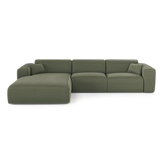 Sia Home Sof&aacute; cama esquina izquierda 5 plazas tejido trenzado verde oliva