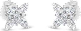 House of Brilliance 14K White Gold Marquise Diamond Flower Stud Earring at Nordstrom