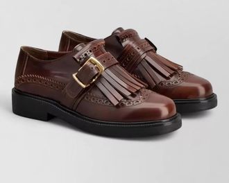 Tod's fringe loafers perforated design round toe