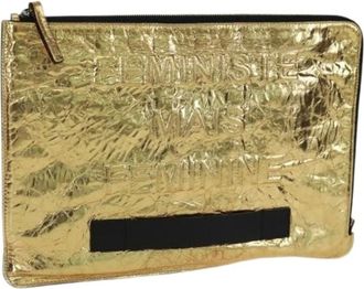 Chanel Pre-owned Clutches, female, Yellow, Size: ONE SIZE Pre-owned Vintage Leather Clutch