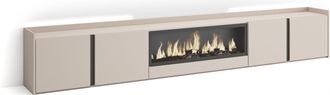 Skraut Home Skraut Home - Mueble Tv, Televisi&oacute;n, Muebles De Sal&oacute;n, Almacenaje, 315x35x50cm, Para Tv Hasta 80, Chimenea El&eacute;ctrica Xxl, Led, Estilo Moderno, Beige
