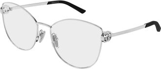 Gucci Glasses, unisex, Gray, Size: 57 MM Butterfly Optical Frame