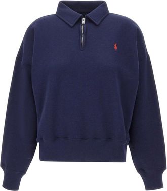 Polo Ralph Lauren Katoenmix Halve Rits Trui - Dames - Sweatshirts - Blauw - XS - Katoen - Hoodies & sweatvesten
