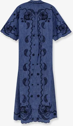 Zimmermann Womens Long Denim Dress Aster Blue Cotton